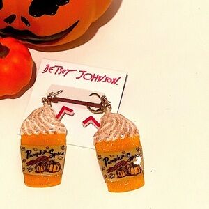 Betsey Johnson Pumpkin Spice Dangle Earrings New